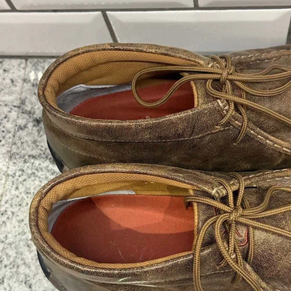 Twisted X Mens 13M Driving Mocs Distressed Brown‎ Leather Chukka Shoes MDM0003